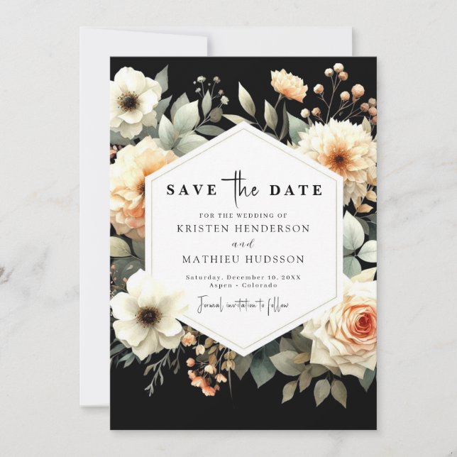 Romantische Peach Wedding Save The Date (Vorderseite)