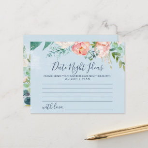 Romantische Peonies Light Blue Date Night Cards Postkarte