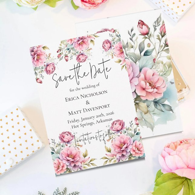 Romantische Peonies Wedding Save the Date (Von Creator hochgeladen)