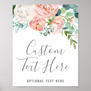 Romantische Peony-Blume Benutzerdefiniertes Textze Poster