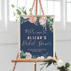 Romantische Peony Blume Blaues Brautparty Willkomm Poster (Von Creator hochgeladen)