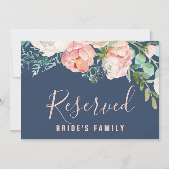 Romantische Peony-Blume | Blaues Zeichen (Vorderseite)