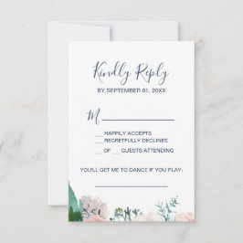 Romantische Peony Blume Blue Song Request RSVP Car Karte