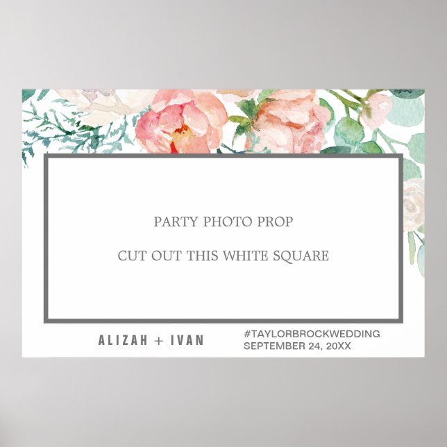 Romantische Peony-Blume Hochzeiten Foto-Prop-Rahme Poster (Vorne)