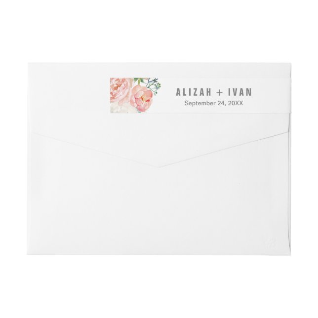 Romantische Peony-Blume Hochzeitsreise um Label (Rückseite)