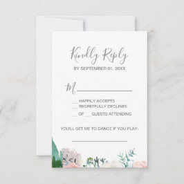 Romantische Peony Blume Song Request RSVP Card