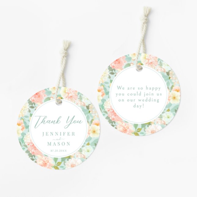 Romantische Peony Floral Wedding Danke Ihnen für T Geschenkanhänger (Von Creator hochgeladen)