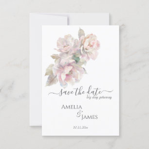 Romantische Peony Floral Wedding rettet das Datum Einladung