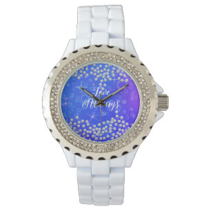 Romantische Perlen Blue Lila eWatch Armbanduhr