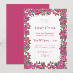 Romantische Petunien-Blumen-Rahmen-Oster-Brunch Einladung
