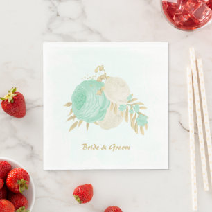 Romantische Pfefferminze, grün-weiße Blume Gold Serviette
