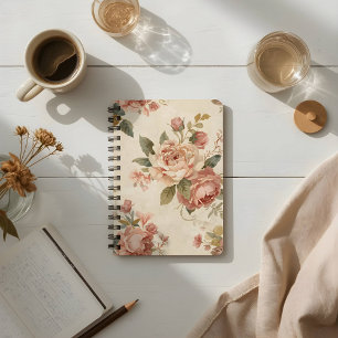 Romantische Pfingstrose & Rose Vintage Garten Notizbuch