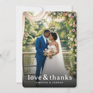 Romantische Pfirsich-Blumen-Foto Dankeskarte