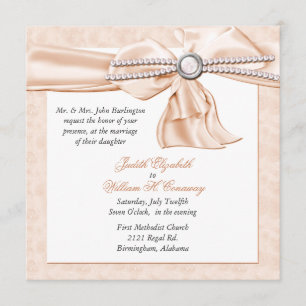 Romantische Pfirsich-Hochzeits-Einladung Einladung