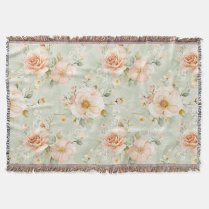 Romantische Pfirsich-Minze-Hübsche-Rosen-Blumen Decke