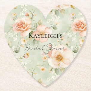 Romantische Pfirsich-Minze-Rosen Floral-Braut-Part Untersetzer
