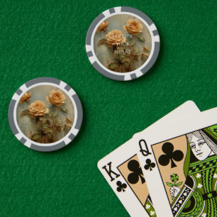 Romantische Pfirsich-Rosen Blumen Pokerchips