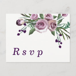 Romantische Pflaume Lila Rose Blumenhochzeit RSVP Einladungspostkarte