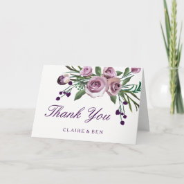 Romantische Pflaume Lila Rose Blumenhochzeit Viele Dankeskarte