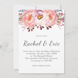 Romantische Pink Blush Peony Floral Wedding Einladung