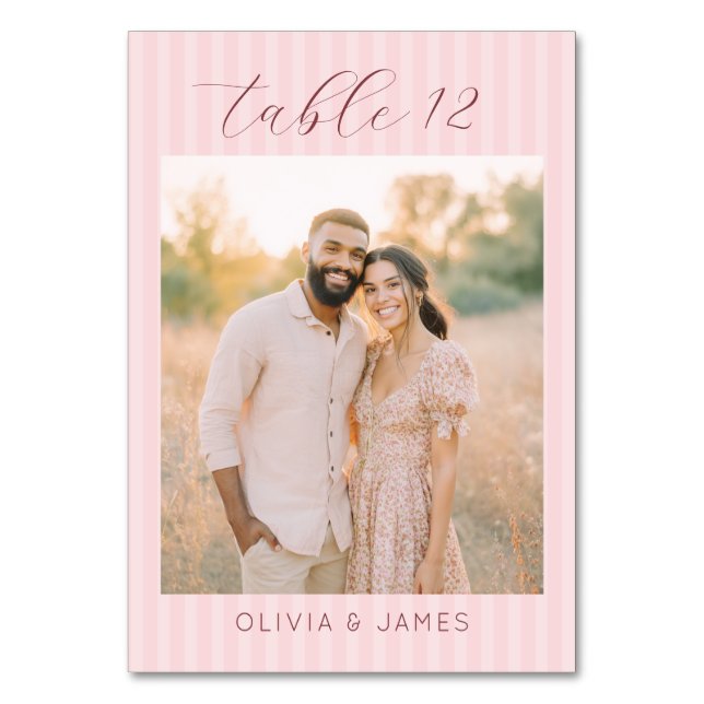 Romantische Pink Elegante Foto Tischnummer (Vorderseite)