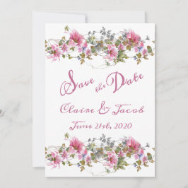 Romantische Pink-Floral-Aquarellschrift Save The Date