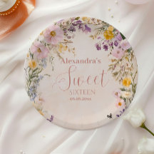 Romantische Pink Pastel Wildblumen Sweet 16