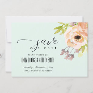 ROMANTISCHE PINK PEACH BLUSH LILA SKLAU BLUE FLORA SAVE THE DATE