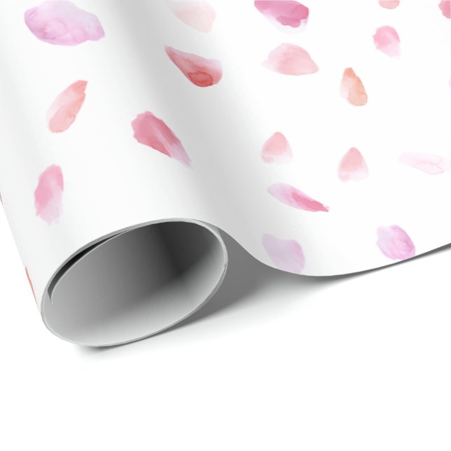 Romantische Pink Peach Rose Petals Floral Bridal S Geschenkpapier (Rolleneckpunkt)