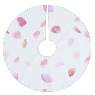 Romantische Pink Peach Rose Petals Polyester Weihnachtsbaumdecke