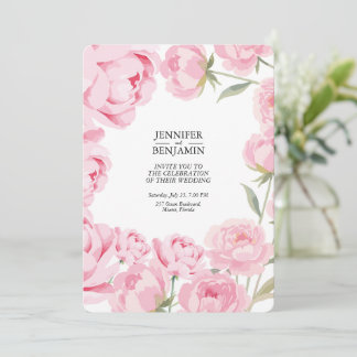 Romantische Pink Peony Floral Wedding Einladung