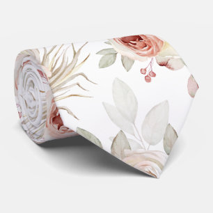 ROMANTISCHE PINK ROSE PATTERN GROOMS KRAWATTE