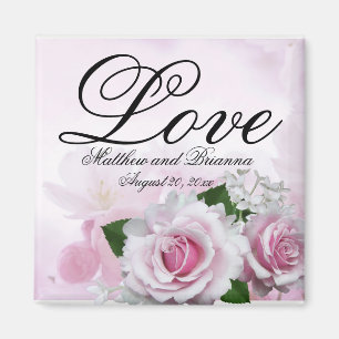 Romantische Pink Roses Personalisiert Keepake Wedd Magnet