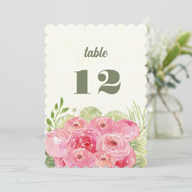 Romantische Pink Roses Wasserfarbenhochzeit Einladung (Stehend Vorderseite)