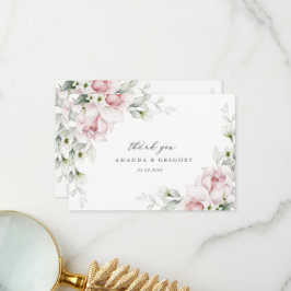 Romantische Pink Roses Watercolor Hochzeit Vielen  Dankeskarte