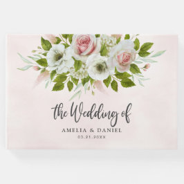 Romantische Pink-Wasserfarben-Hochzeit Gästebuch