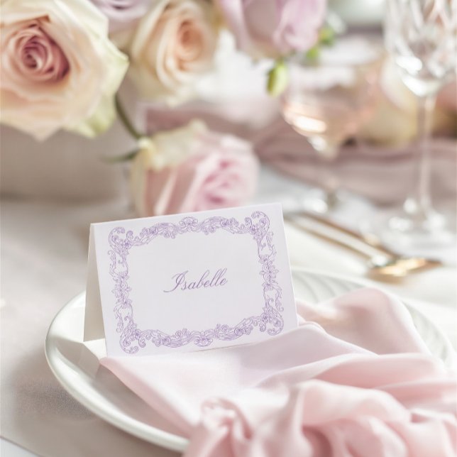 Romantische Platzkarte Vintager Rahmen Brautparty Tischnummer (Romantic Vintage Frame Bridal Shower Place Card)