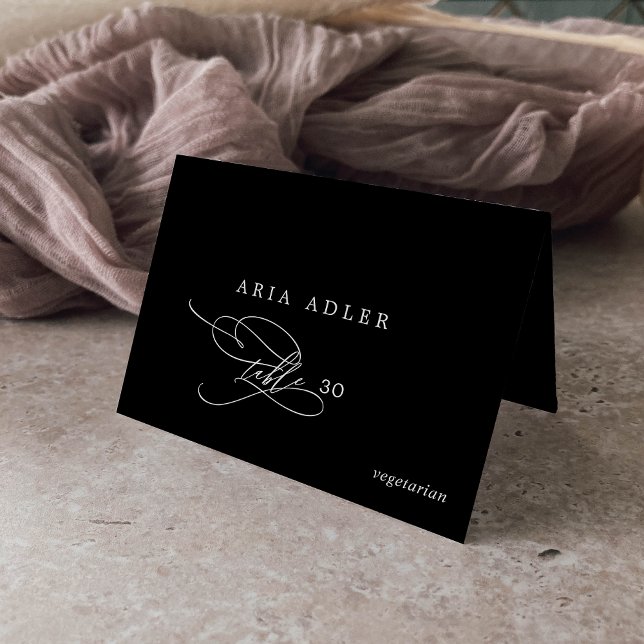 Romantische Platzkarten der Black Menu-Option Tischnummer (Von Creator hochgeladen)