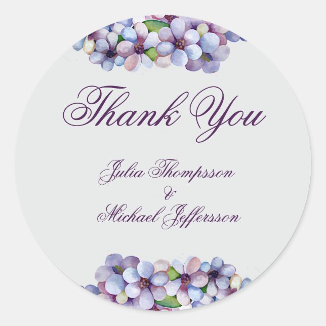 Romantische Poetic Lilac Hochzeit der Flora Runder Aufkleber (Vorderseite)