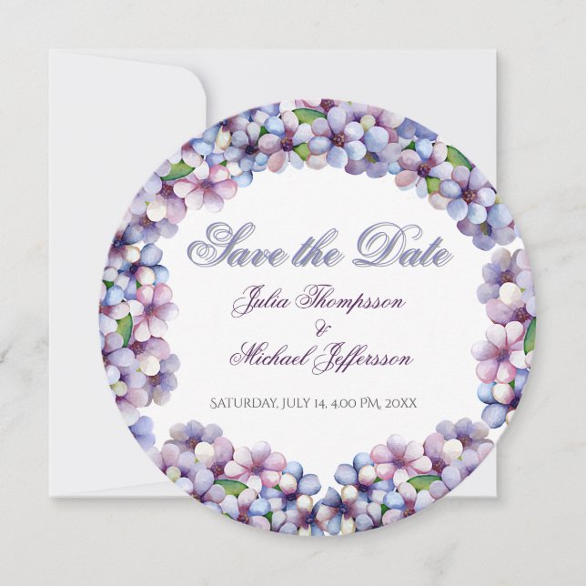 Romantische Poetic Lilac Hochzeit der Flora Save The Date (Vorderseite)