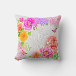 Romantische Ponys Garden Beste Mama Grau Kissen