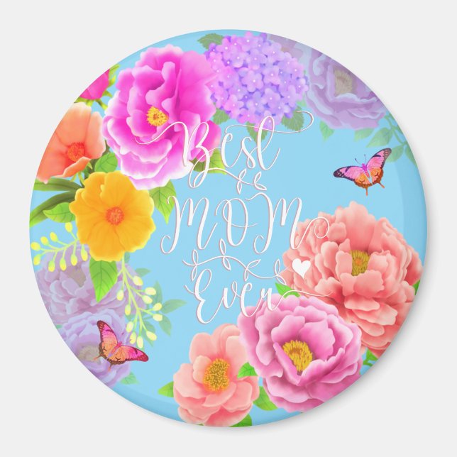 Romantische Ponys Garden Blue Best Mama Magnet (Vorne)