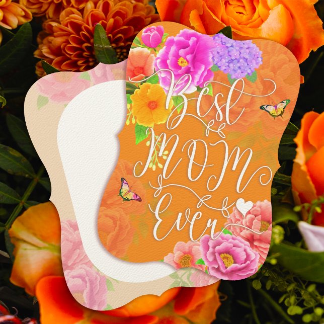 Romantische Ponys Garden Orange Beste Mama Einladung (Romantic Peonies Garden Best Mom Ever Orange Mother's Day Card.)