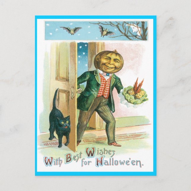 Romantische Pumpkin Vintag Postkarte (Vorderseite)