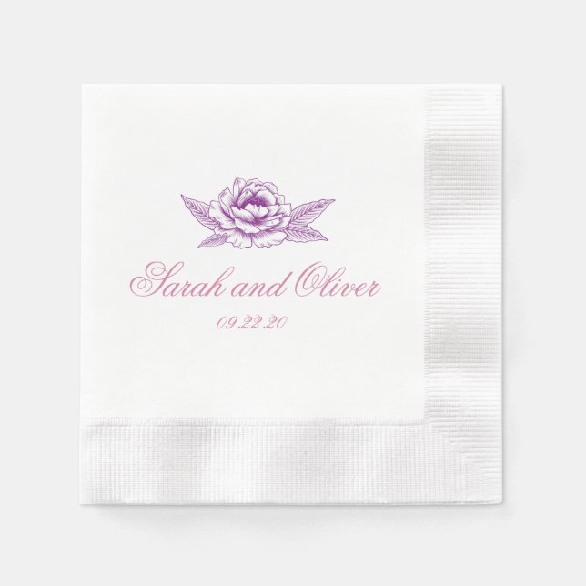 Romantische Purpl Pur Wedding Floral Serviette (Vorderseite)