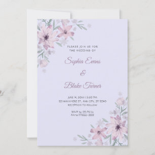 Romantische Purple Flowers Blumenlavender Wedding Einladung