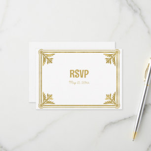 Romantische Rahmen aus Weiß und Gold RSVP Karte
