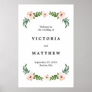 Romantische Reben - großes Hochzeits-Willkommenssc Poster