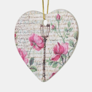 Romantische Reben Herzen Blüten Paarl Liebe Keramik Ornament