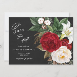 Romantische Red Floral Bouquet Black & White Weddi Save The Date